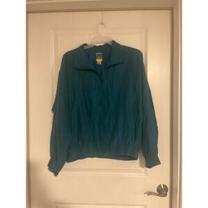 Oleg Cassini Vintage 80s 90s 100% Silk Zip Jacket Large Windbreaker